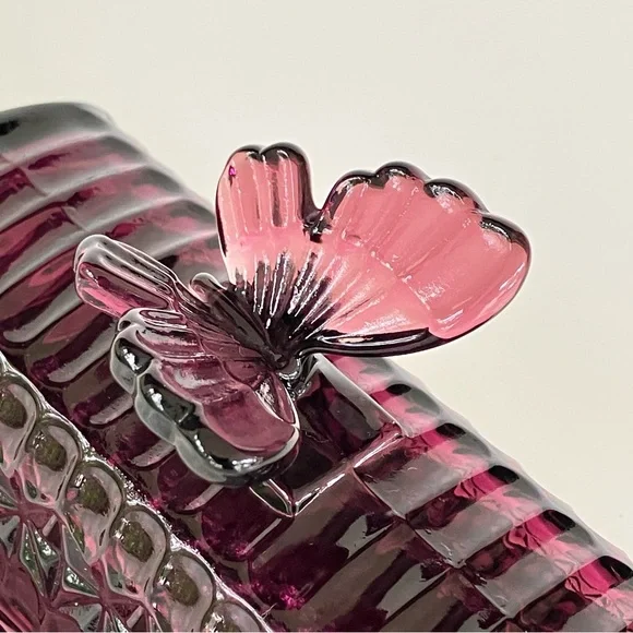 Circleware Plum Purple Amethyst Butterfly Butter Dish - Picture 13 of 16